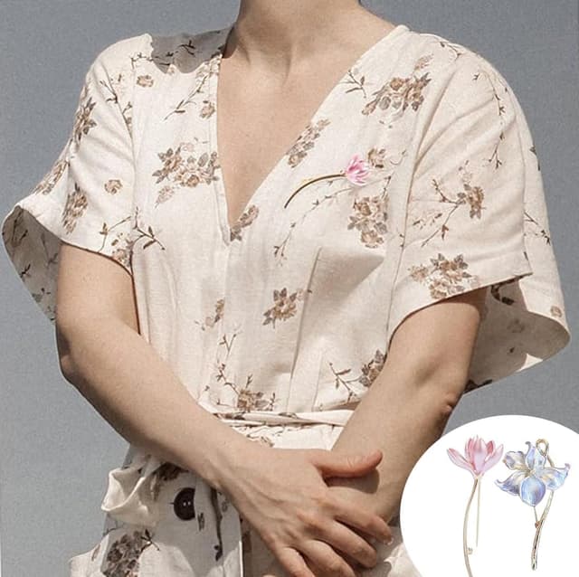 Thumbnail 2 de Frauen Lotus-Seerose Brosche 2er Set