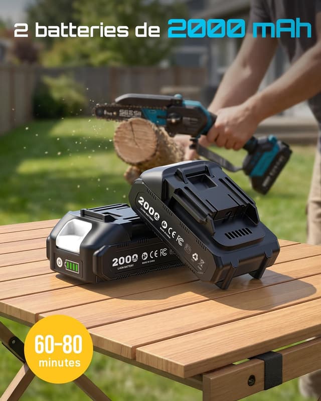 Thumbnail 6 de SEESII kit 3-en-1 sans fil mini tronçonneuse 6 pouces, taille-haie et cisaille à gazon (600W)