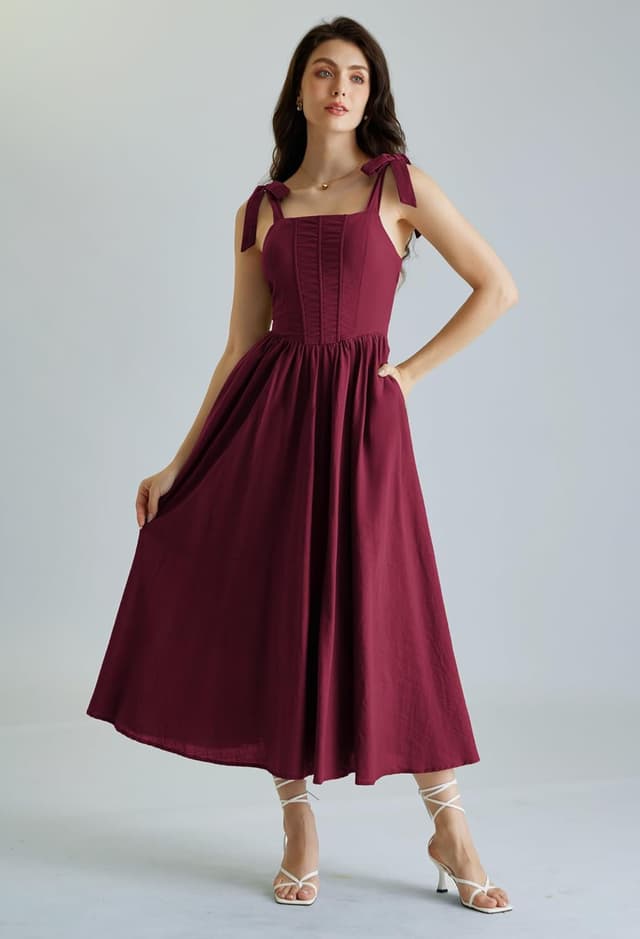 Detalle de SCARLET DARKNESS Damen Mittelalter Kleid langarm mit Schnürung und A-Linien-Renaissance-Korsettoptik