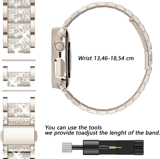 Detalle 2 de JJii Sung Bling Diamond Strap – sparkling rhinestone metal band for Apple Watch 38mm–49mm