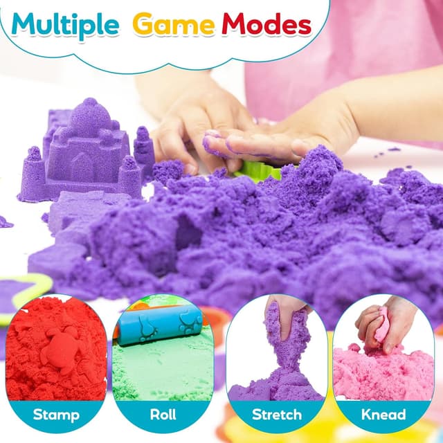 Detalle de FURWEY 6.6lbs Play Sand (3-Color Mixed Packaging) Sensory Sand for Molding, Squeezing & Shaping