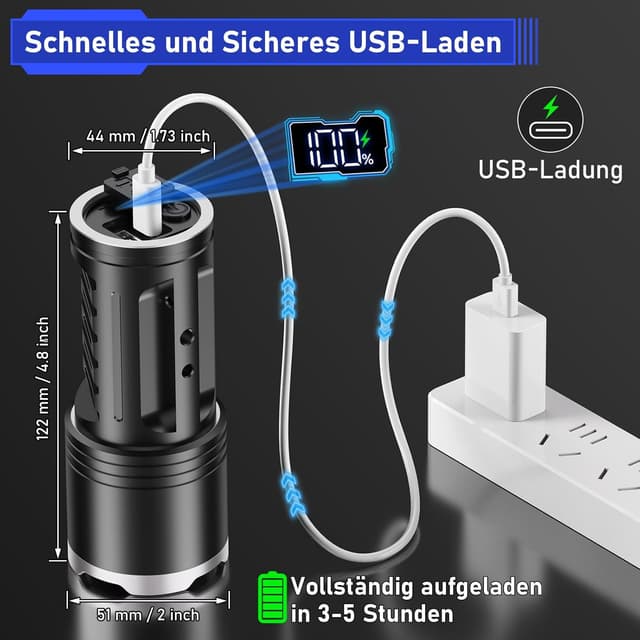 Thumbnail 4 de JAY-PARK Taschenlampe LED 500000 Lumen