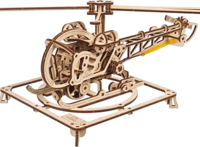 Detalle de UGEARS Mini Elicottero – kit di costruzioni in legno 3D con modello meccanico realistico