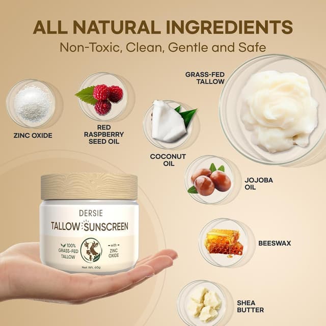 Detalle 2 de Dersie Tallow Sunscreen SPF 50 Mineral UV Defense (Non-Nano Zinc Oxide) for Face & Body — 2.1 oz
