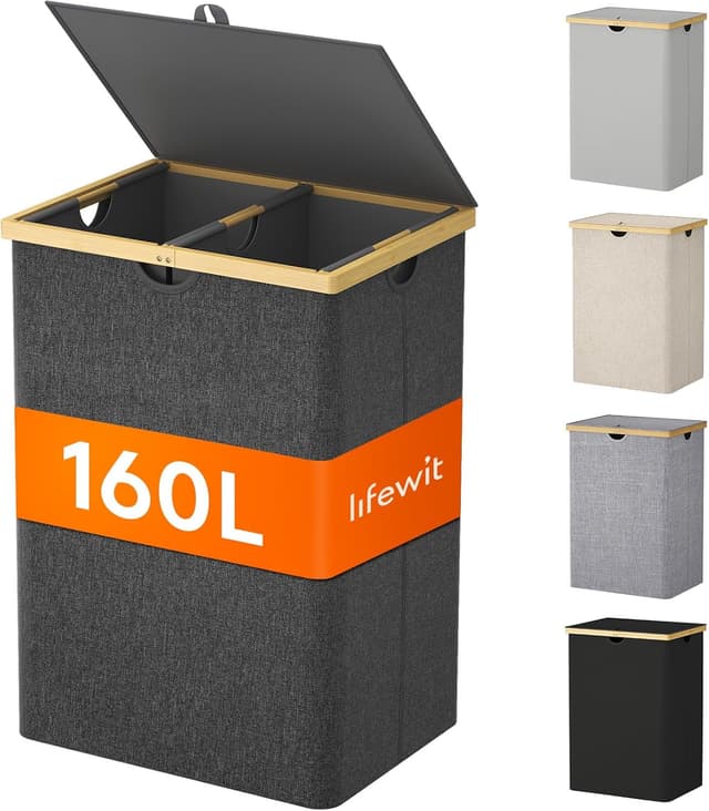 Detalle de Lifewit 160L Bambus Wäschekorb