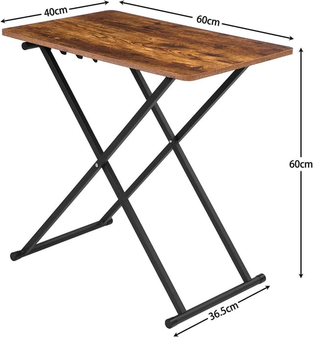 Detalle de HOOBRO Tavolino pieghevole con altezza regolabile EBF16BZ01, stile industriale marrone vintage