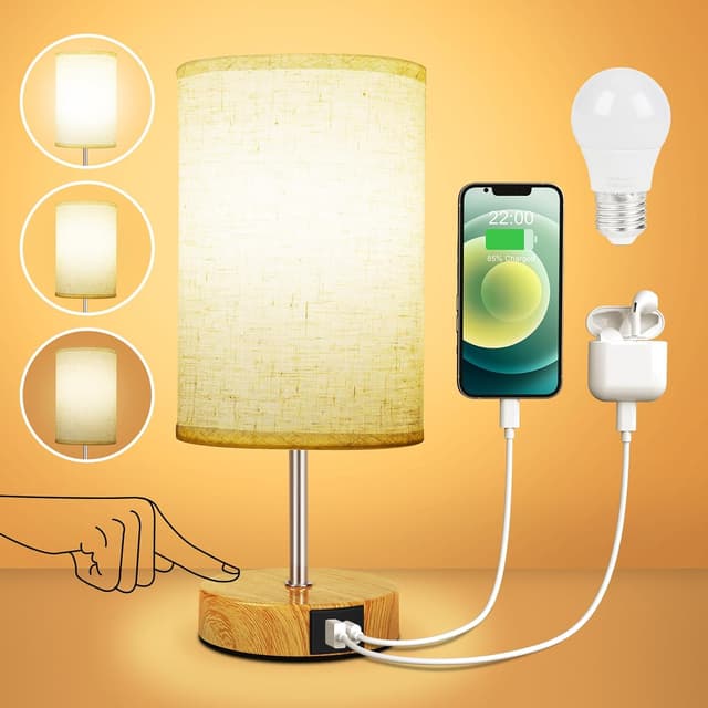 Thumbnail 6 de Suright Touch-dimmbare LED-Nachttischlampe im 2er-Set mit USB-A & USB-C