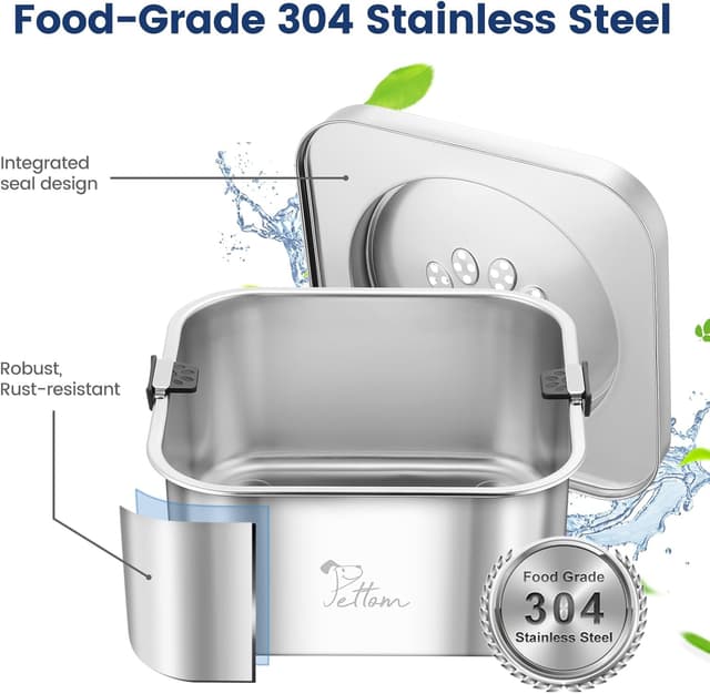 Detalle de PETTOM Non Spill Dog Water Bowl (3L) – Stainless Steel 304 Anti-Drip Floating Bowl