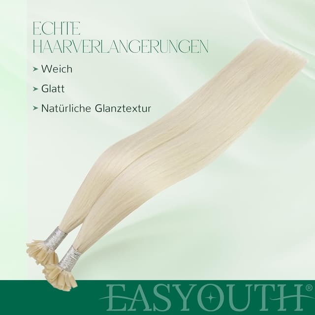 Detalle 2 de Easyouth Bondings Echthaar Blond 50cm