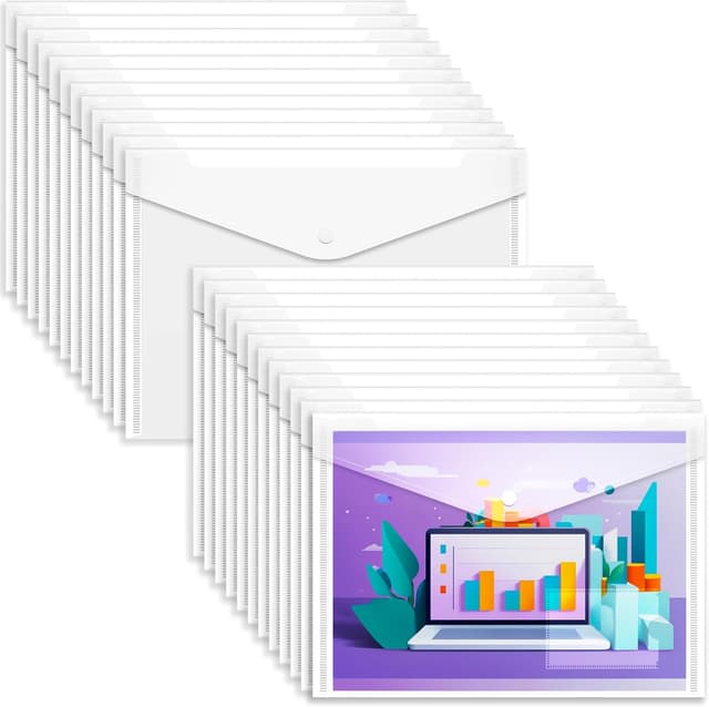 Detalle de 24 Pack A4 Clear Plastic Document Wallets