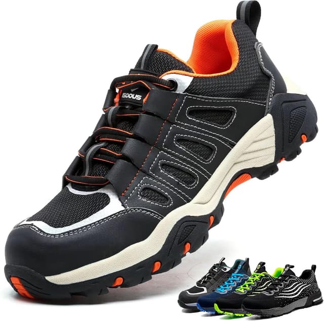 Detalle de ISOOUS Scarpe Antinfortunistiche con punta in acciaio traspiranti leggere (nero/arancione) UE 40