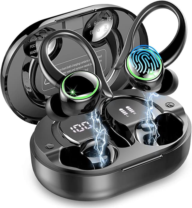 Detalle de Wireless Bluetooth 5.4 Sports Earbuds with Earhooks, ENC Noise Cancelling & IPX7 Protection
