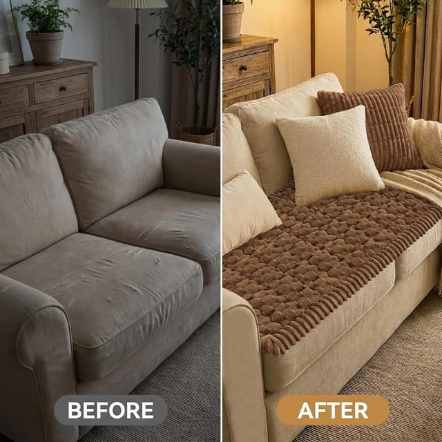 Thumbnail 6 de Smiry Couch Covers for Dogs (Washable, Non-Slip) Fuzzy Flannel Sofa Protector, Chocolate