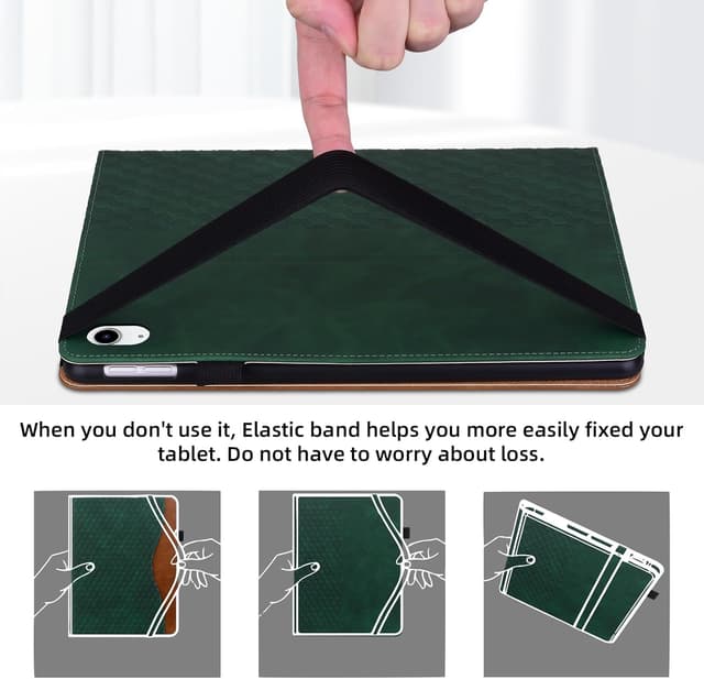 Detalle de Vkooer Schutzhülle für iPad A16 (11. Generation 2025) / iPad 10 (10,9 Zoll) mit Pencil-Halter, Dunkelgrün