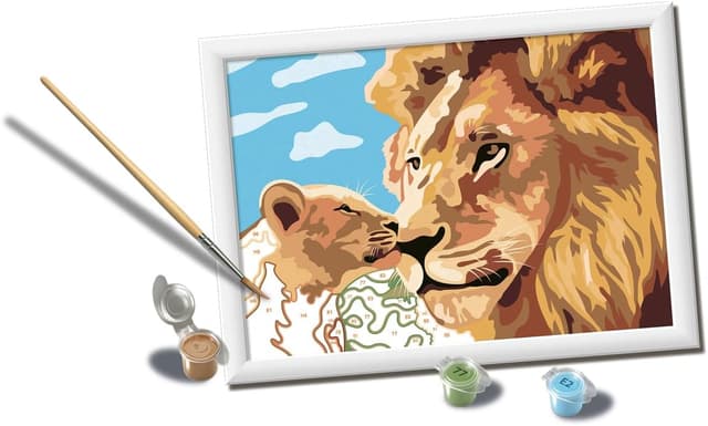 Detalle 2 de Ravensburger CreArt: Leone e cucciolo – Dipingere con i Numeri (kit con cornice e colori) per bambini 9+ anni