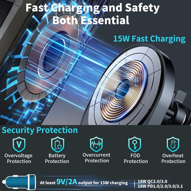 Thumbnail 2 de Magsafe Car Mount Charger 15W with 16 N55 Magnets