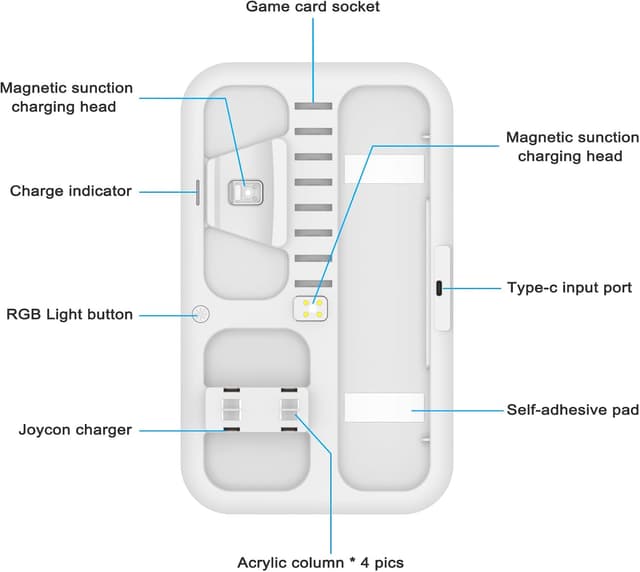 Thumbnail 6 de FASTSNAIL RGB Controller Ladestation für Nintendo Switch / Switch OLED mit LED-Lichtmodi