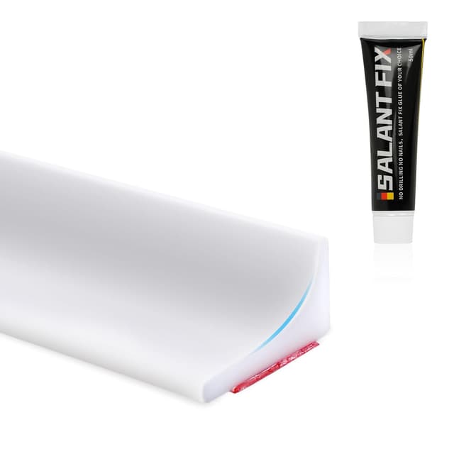 Detalle de Flintronic barriera doccia in silicone autoadesiva (3 m) pieghevole, profilo soglia per ritenzione acqua, bianco