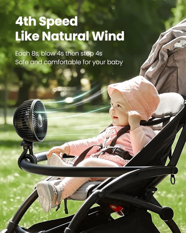 Detalle de gaiatop Oscillating Baby Stroller Fan 5.2"