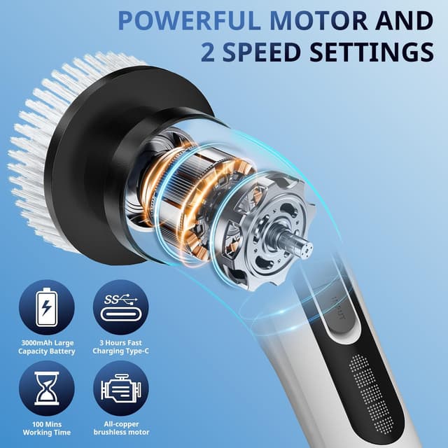 Detalle de FYDEE Brosse Nettoyage Electrique 3000mAh đ§č