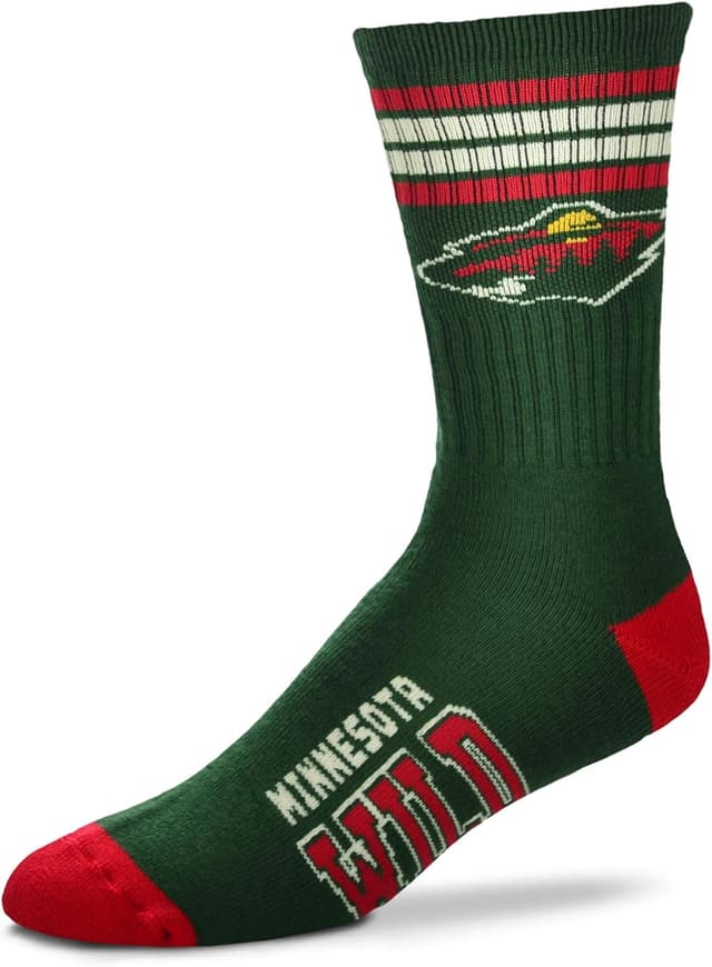 Detalle 2 de For Bare Feet NHL unisex-child 4 Stripe Deuce Crew socks (Carolina Hurricanes)