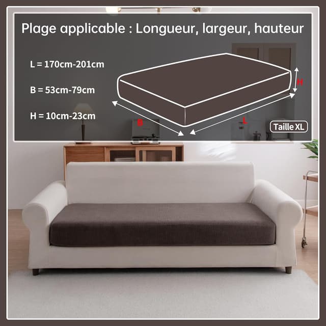 Detalle de OHSIO housse de coussin de canapé extensible antidérapante (marron) taille XL