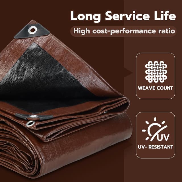 Detalle de 12x12 FT Waterproof 16 Mil Heavy Duty Tarp with Grommets (UV & Rip- & Tear-Resistant)