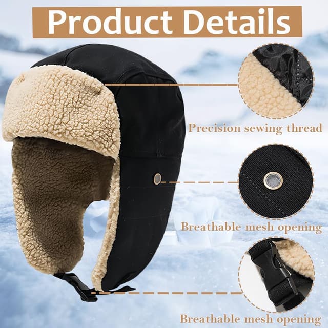 Detalle de ZYHUI Trapper Hat Faux Fur Winter Hat with Ear Flaps (Men & Women)