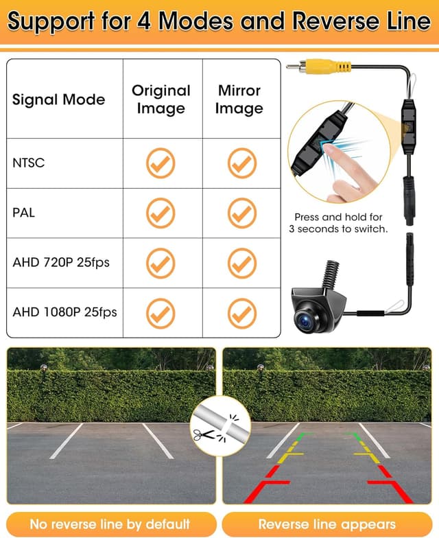 Thumbnail 1 de Cámara marcha atrás 170° 4 modos AHD/NTSC/PAL