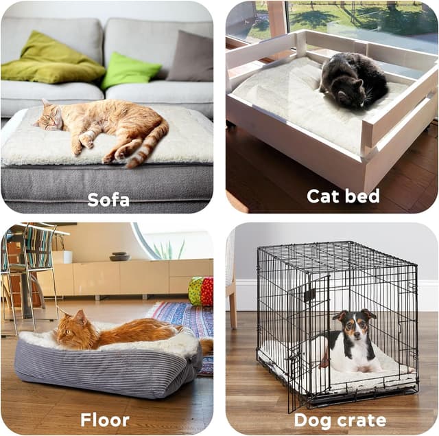 Detalle 1 de MAIYADUO Weiches Katzenbett (waschbar) 42x38 cm, 2-in-1 Plüsch-Katzensofa & Schlafdecke – entfaltet 61x51 cm