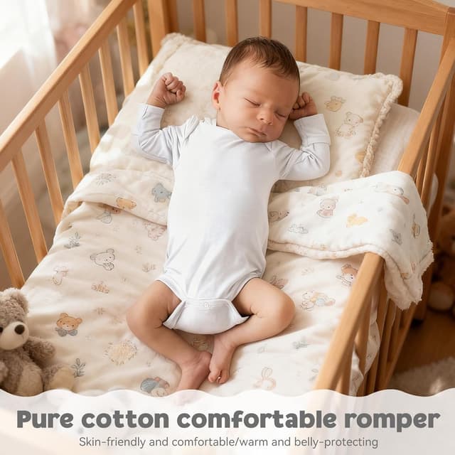 Detalle de Wocharm long sleeve baby bodysuit vests (3-pack) in cotton for boys and girls