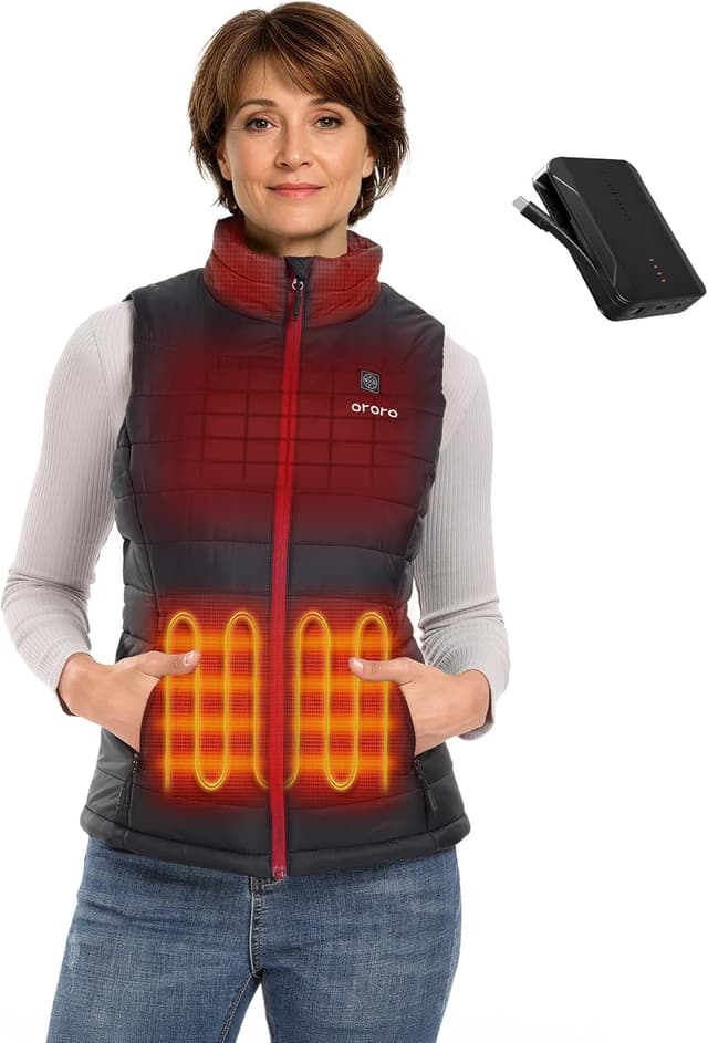 Detalle de ORORO Upgraded Battery Women’s Lightweight Heated Gilet with Heated Collar