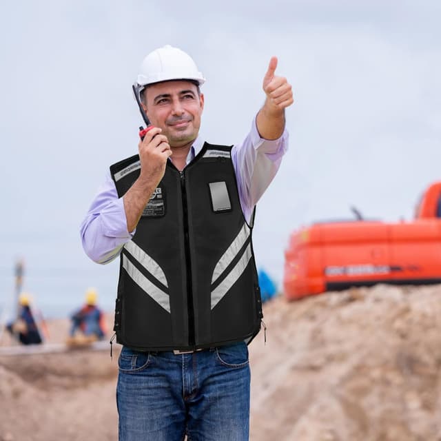 Detalle de LVNRIDS Motorcycle Safety Reflective Vest – fluorescent green, sleeveless protective riding layer