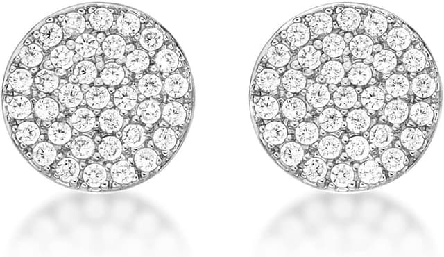 Detalle 2 de Diamond Treats Petites boucles d’oreilles en argent 925 rondes en disque serties de pierres (oxydes de zirconium)
