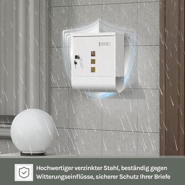 Detalle de WOLTU Briefkasten mit Zeitungsfach 30,5x33,5x9 cm
