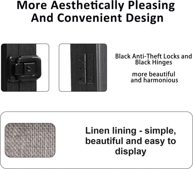 Detalle 2 de IHEIPYE Jersey Frame Display Case (Black, Lockable, Large) with UV-Protective Acrylic and Hangers