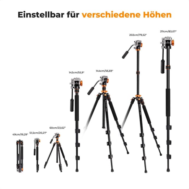 Thumbnail 6 de K&F CONCEPT K234A7 Videostativ 200 cm