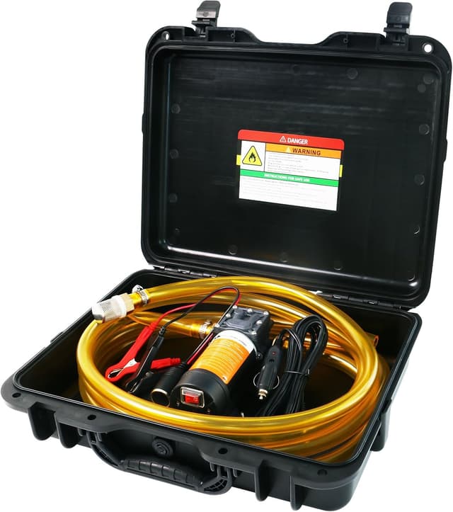 Detalle de Steauty 12V Fuel Transfer Pump (80W) with Cigarette Lighter Plug & Carrying Case