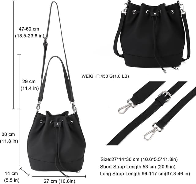 Detalle de AFKOMST Bucket Bag for Women with Drawstring Closure and Adjustable Shoulder Strap