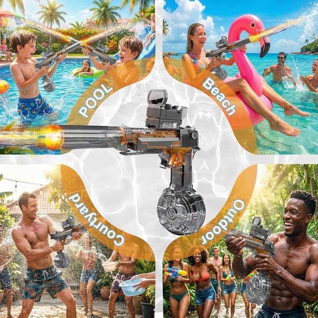 Thumbnail 6 de UROINT Electric Water Gun for Kids (Desert Eagle Black) – automatic long-range squirt blaster with LED