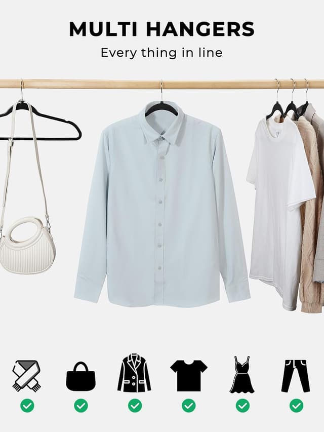 Detalle de SMARTOR Heavy-Duty Plastic Hangers (50 Pack) — Slim Non-Velvet Hangers with 360° Swivel Hook