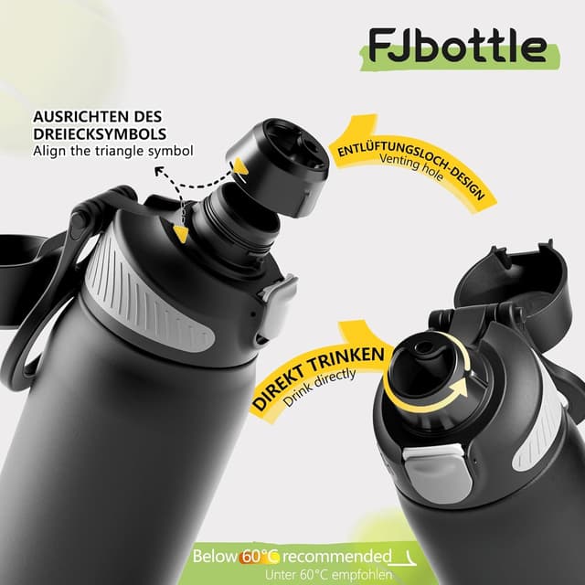 Detalle 2 de Edelstahl-Trinkflasche mit 1-Klick Öffnung 1000 ml