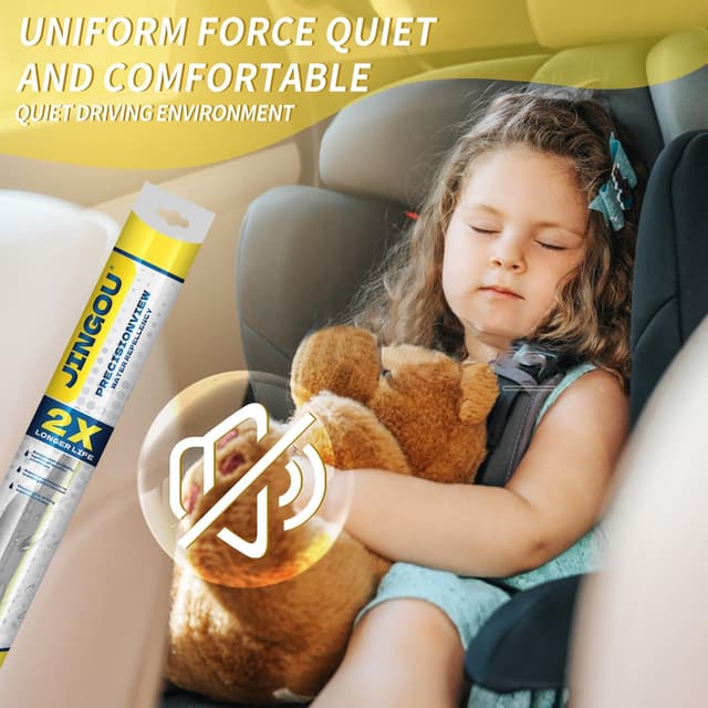 Detalle de JINGOU Wiper Blades Set (26/20/14 in) for Chrysler Pacifica (2017-2024) & Voyager (2020-2024) — Front and Rear, Pack of 3