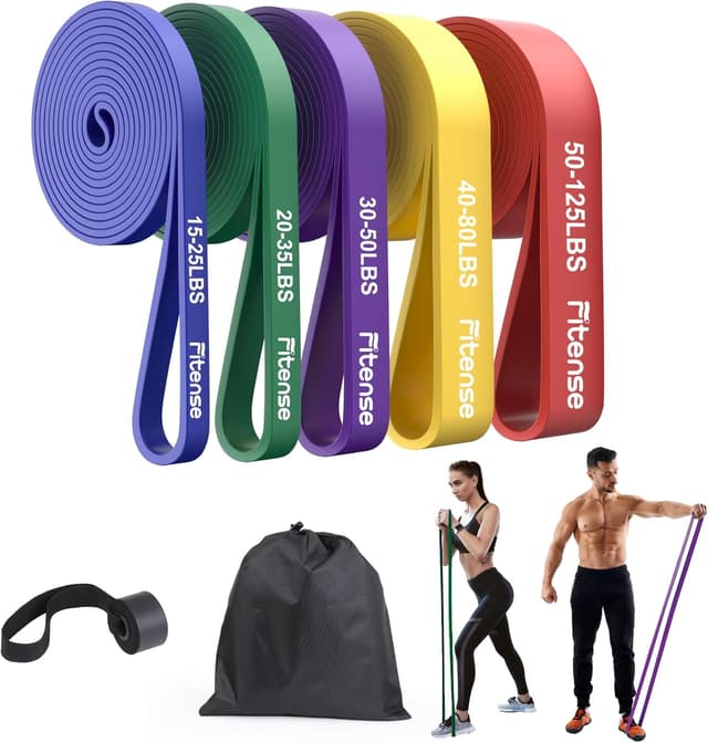 Detalle de Fitense Resistance Bands Set mit Türanker – Widerstandsbänder in 5 Stufen für Training, Yoga, Pilates & Reha