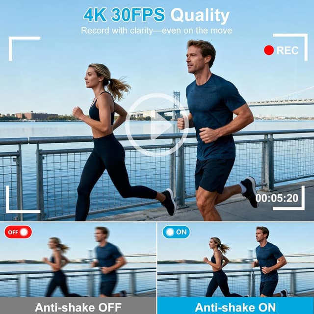 Detalle de 4K Digital Camera for Photography & Travel (56MP Autofocus, 3" 180° Flip Screen, 32GB Card Included)