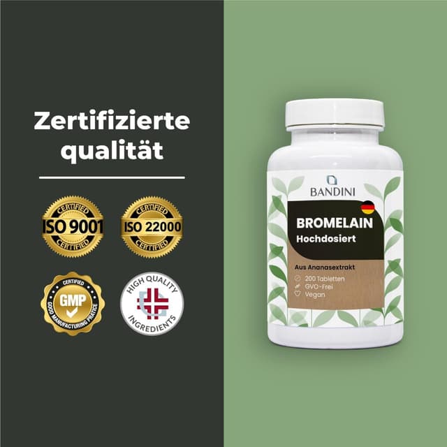 Thumbnail 6 de Bandini® Bromelain 10.000 F.I.P./g – 200 magen-saftresistente Tabletten für Entwässerung & Blähungen