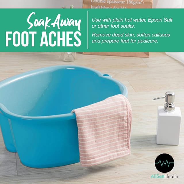 Detalle 2 de AllSett Health Foot Soaking Bath Basin (Large, Blue) for Home Spa Pedicures