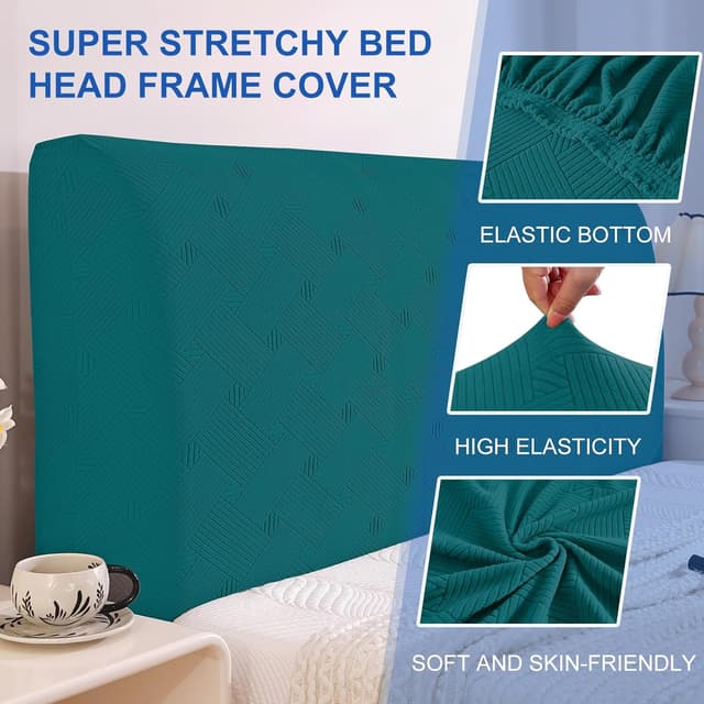 Detalle de Ystyle copri testiera letto matrimoniale/singolo elasticizzato 150 cm blu pavone