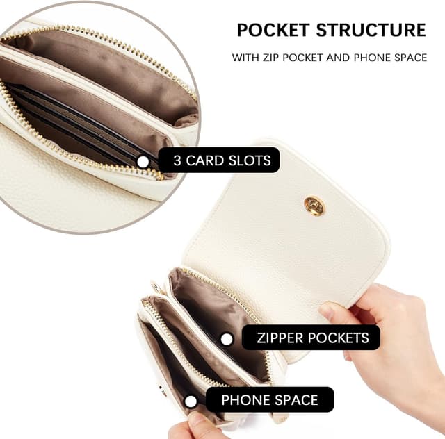 Detalle de BOSTANTEN Pochette téléphone portable femme (sacoche bandoulière) en cuir PU vegan – 20 x 12 x 3 cm