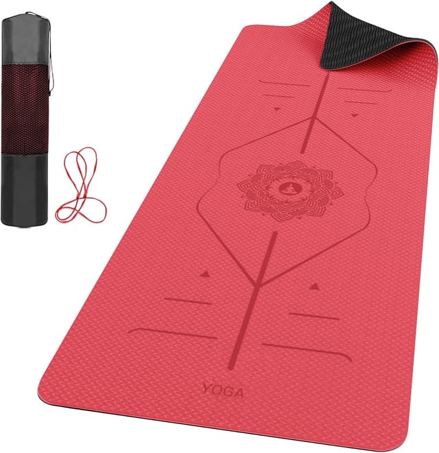 Thumbnail 6 de ROMIX Pro Yoga Matte mit Körper-Ausrichtungslinien – rutschfeste TPE Yogamatte (6 mm) inkl. Tragetasche